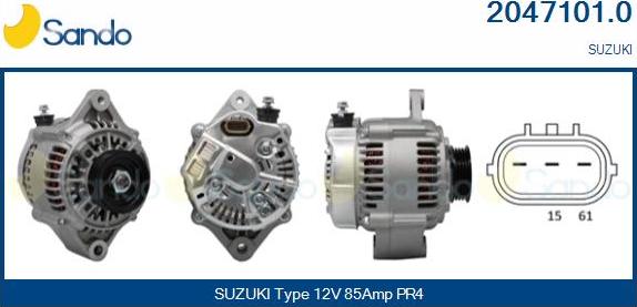 Sando 2047101.0 - Alternator autospares.lv