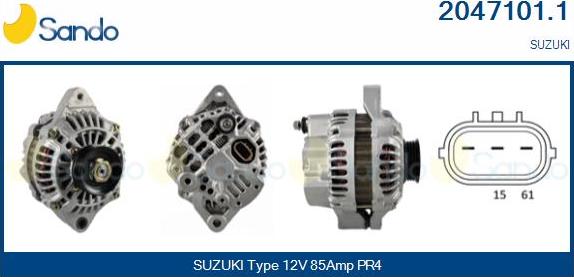 Sando 2047101.1 - Alternator autospares.lv