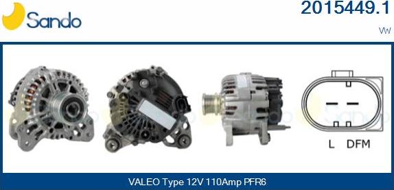 Sando 2015449.1 - Alternator autospares.lv