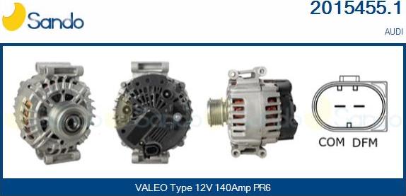 Sando 2015455.1 - Alternator autospares.lv