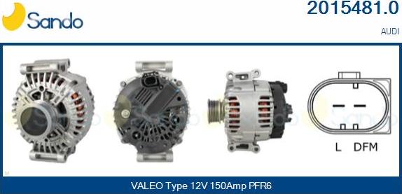 Sando 2015481.0 - Alternator autospares.lv