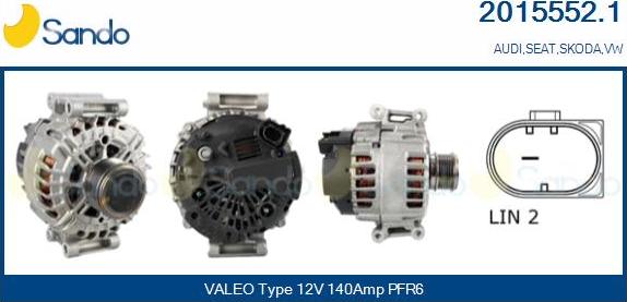 Sando 2015552.1 - Alternator autospares.lv