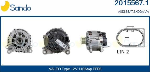 Sando 2015567.1 - Alternator autospares.lv