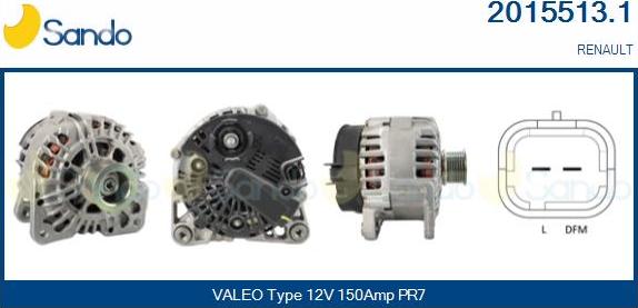 Sando 2015513.1 - Alternator autospares.lv