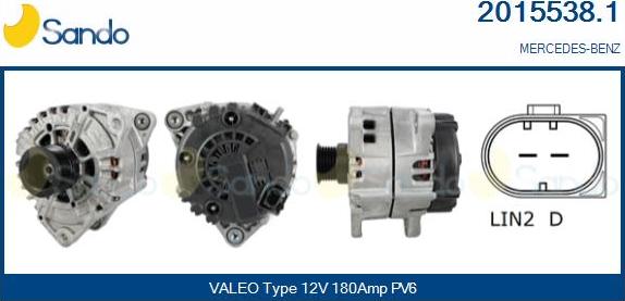 Sando 2015538.1 - Alternator autospares.lv