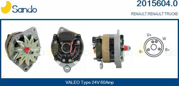 Sando 2015604.0 - Alternator autospares.lv