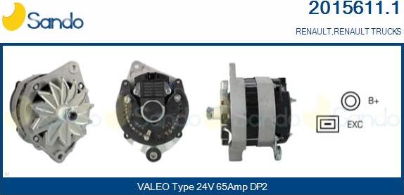 Sando 2015611.1 - Alternator autospares.lv