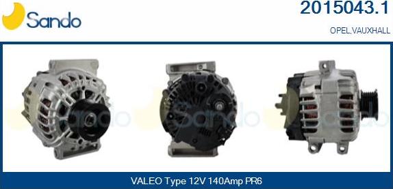 Sando 2015043.1 - Alternator autospares.lv