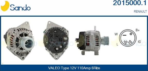 Sando 2015000.1 - Alternator autospares.lv