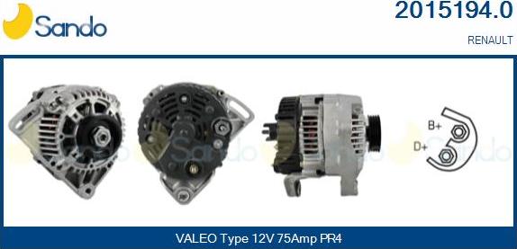 Sando 2015194.0 - Alternator autospares.lv