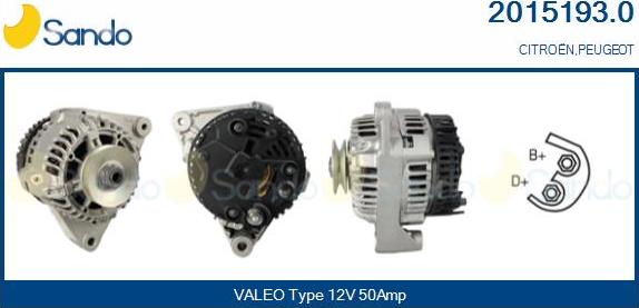 Sando 2015193.0 - Alternator autospares.lv