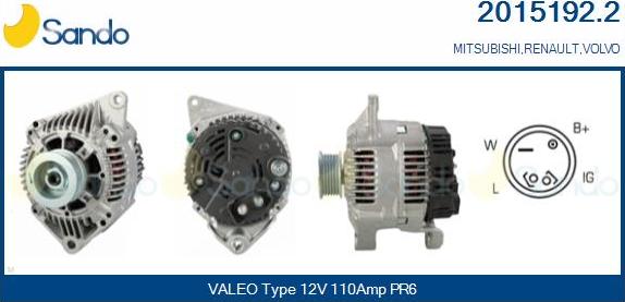 Sando 2015192.2 - Alternator autospares.lv