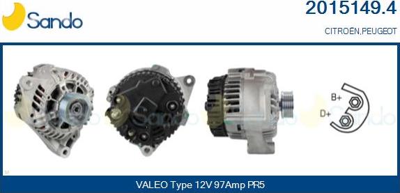 Sando 2015149.4 - Alternator autospares.lv