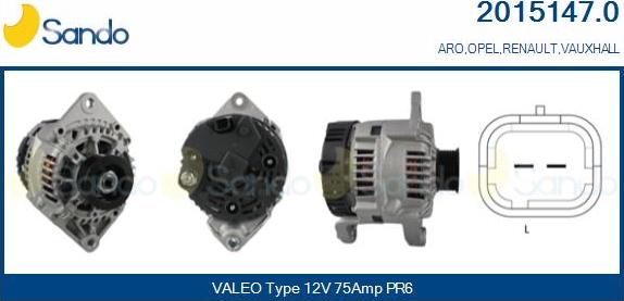 Sando 2015147.0 - Alternator autospares.lv