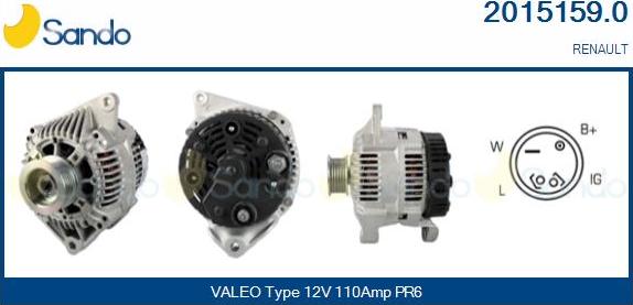 Sando 2015159.0 - Alternator autospares.lv