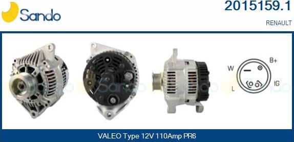 Sando 2015159.1 - Alternator autospares.lv