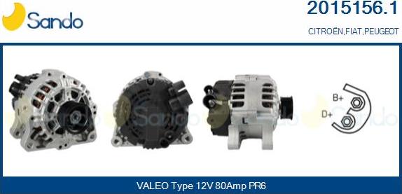 Sando 2015156.1 - Alternator autospares.lv