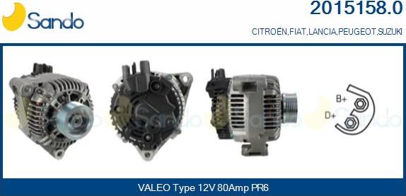 Sando 2015158.0 - Alternator autospares.lv