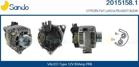 Sando 2015158.1 - Alternator autospares.lv