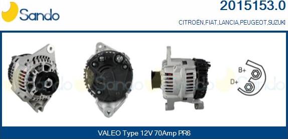 Sando 2015153.0 - Alternator autospares.lv