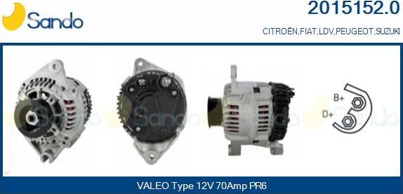 Sando 2015152.0 - Alternator autospares.lv