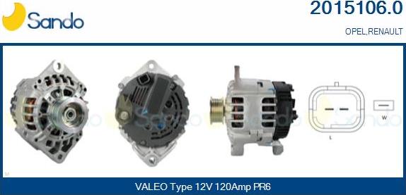 Sando 2015106.0 - Alternator autospares.lv