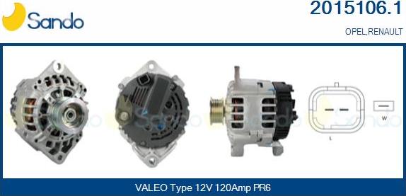 Sando 2015106.1 - Alternator autospares.lv