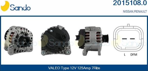 Sando 2015108.0 - Alternator autospares.lv