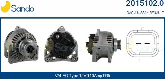 Sando 2015102.0 - Alternator autospares.lv