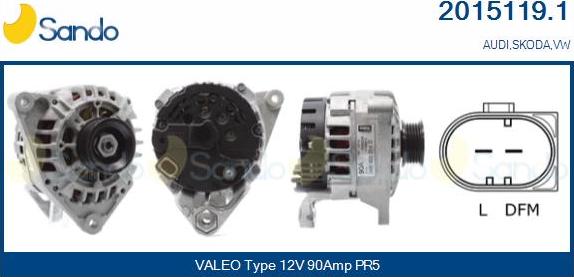 Sando 2015119.1 - Alternator autospares.lv