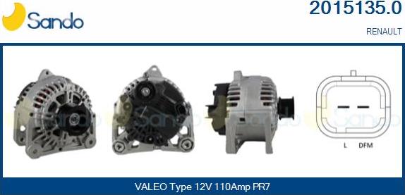 Sando 2015135.0 - Alternator autospares.lv