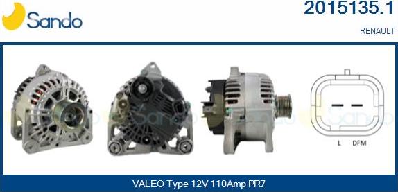 Sando 2015135.1 - Alternator autospares.lv