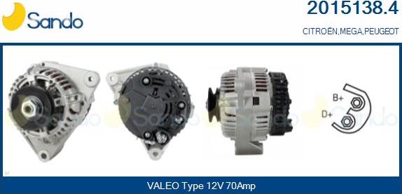 Sando 2015138.4 - Alternator autospares.lv