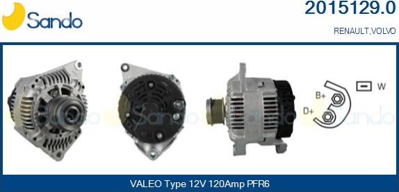 Sando 2015129.0 - Alternator autospares.lv