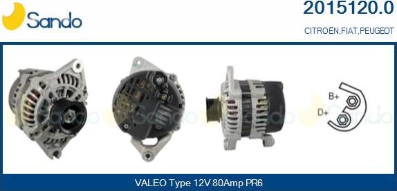 Sando 2015120.0 - Alternator autospares.lv