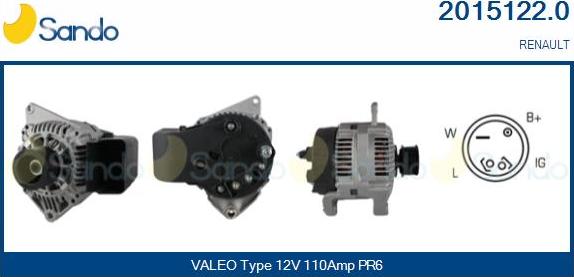 Sando 2015122.0 - Alternator autospares.lv