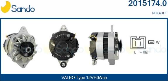 Sando 2015174.0 - Alternator autospares.lv