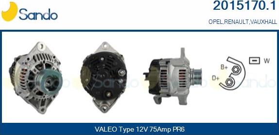 Sando 2015170.1 - Alternator autospares.lv