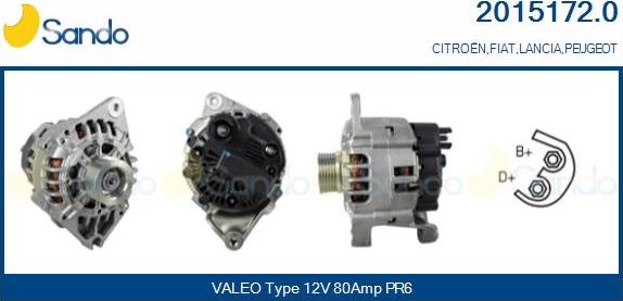 Sando 2015172.0 - Alternator autospares.lv