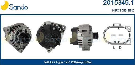 Sando 2015345.1 - Alternator autospares.lv