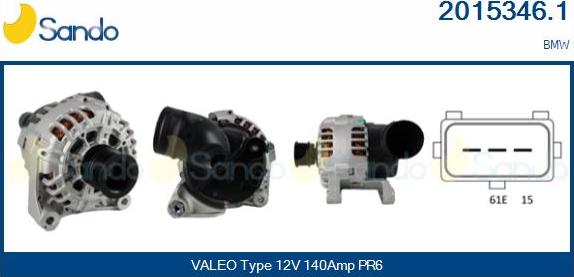 Sando 2015346.1 - Alternator autospares.lv