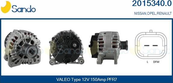 Sando 2015340.0 - Alternator autospares.lv