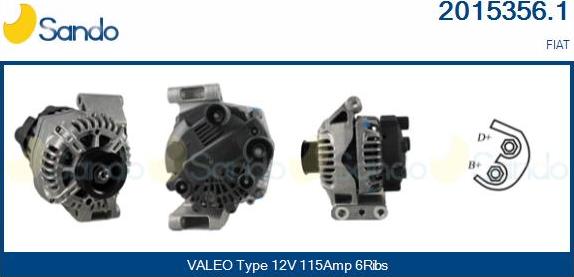 Sando 2015356.1 - Alternator autospares.lv