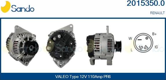 Sando 2015350.0 - Alternator autospares.lv