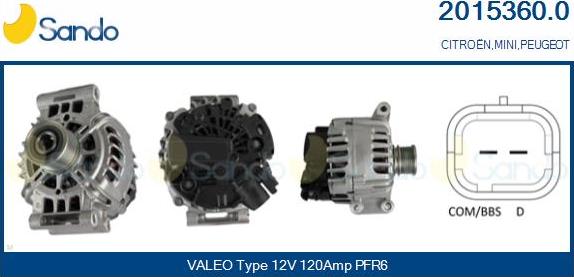 Sando 2015360.0 - Alternator autospares.lv