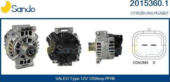 Sando 2015360.1 - Alternator autospares.lv