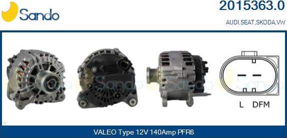 Sando 2015363.0 - Alternator autospares.lv