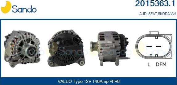 Sando 2015363.1 - Alternator autospares.lv