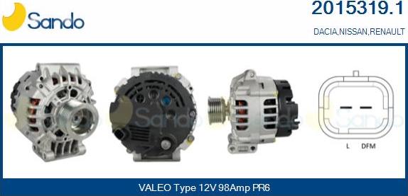 Sando 2015319.1 - Alternator autospares.lv