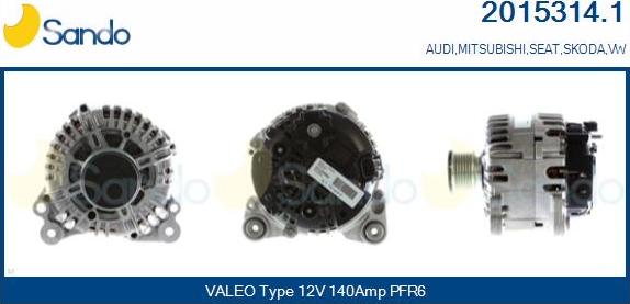 Sando 2015314.1 - Alternator autospares.lv